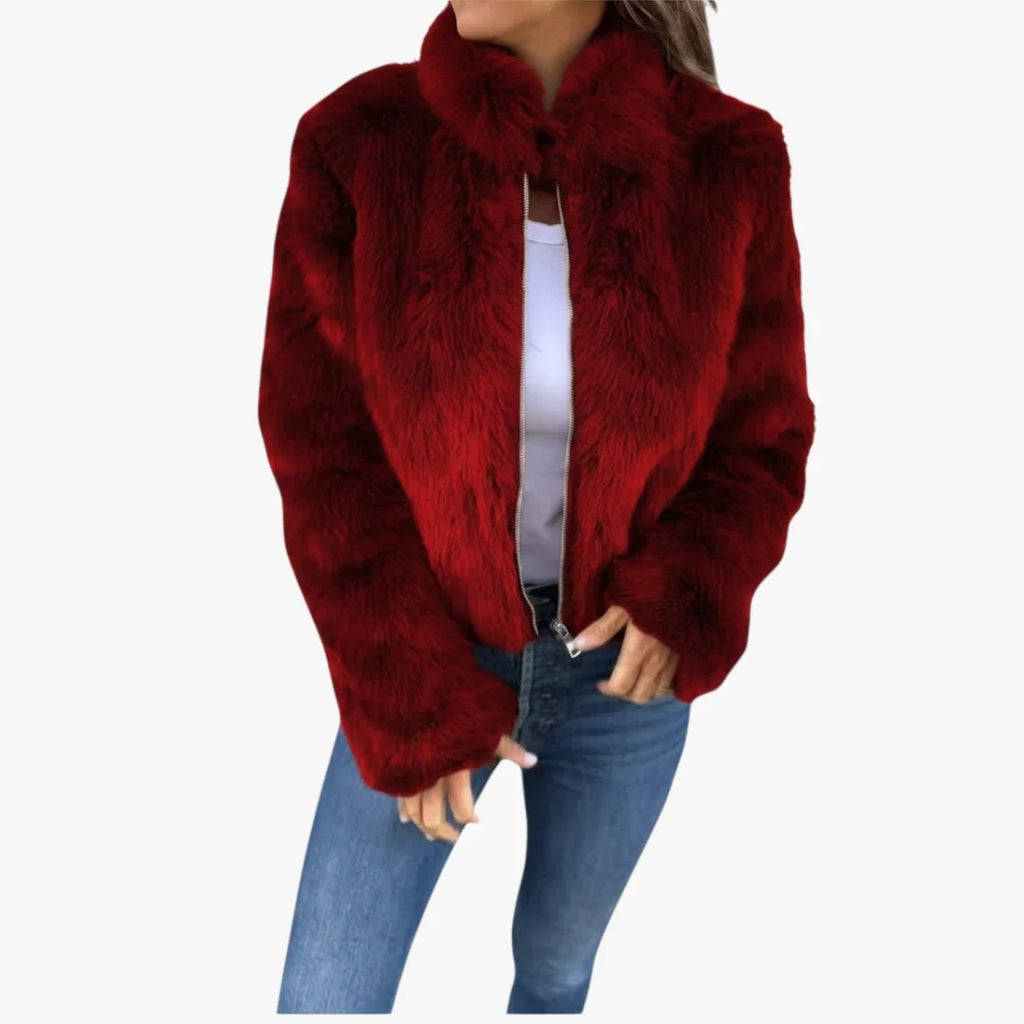 Solis | Dame Varm Pelsjakke med For - Blød Faux Fur Jakke & Foret Vinterjakke