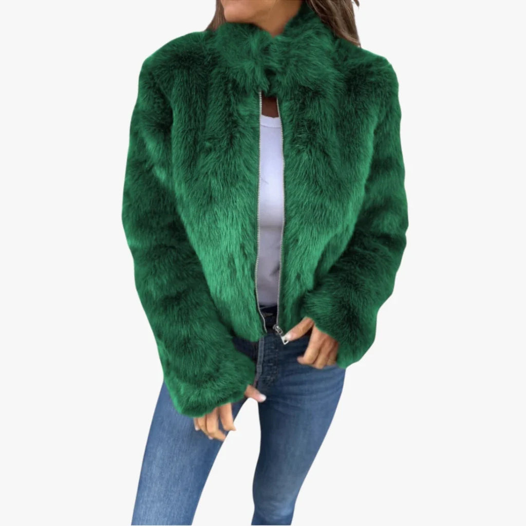 Solis | Dame Varm Pelsjakke med For - Blød Faux Fur Jakke & Foret Vinterjakke
