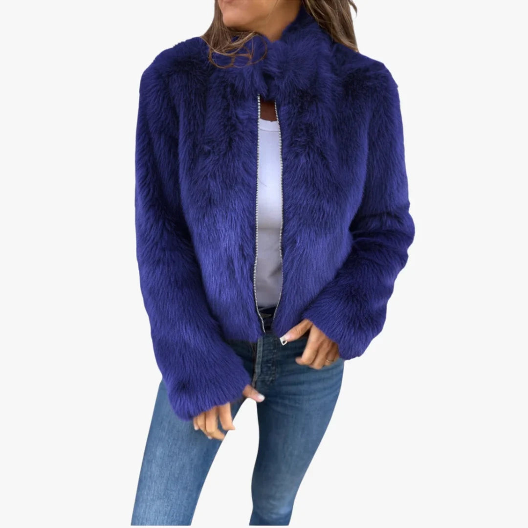 Solis | Dame Varm Pelsjakke med For - Blød Faux Fur Jakke & Foret Vinterjakke