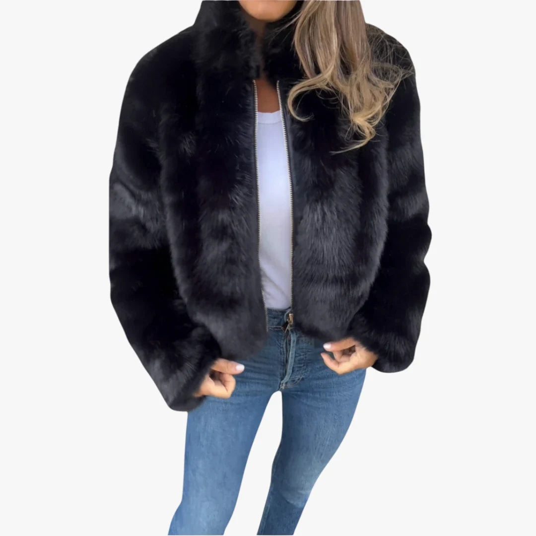Solis | Dame Varm Pelsjakke med For - Blød Faux Fur Jakke & Foret Vinterjakke