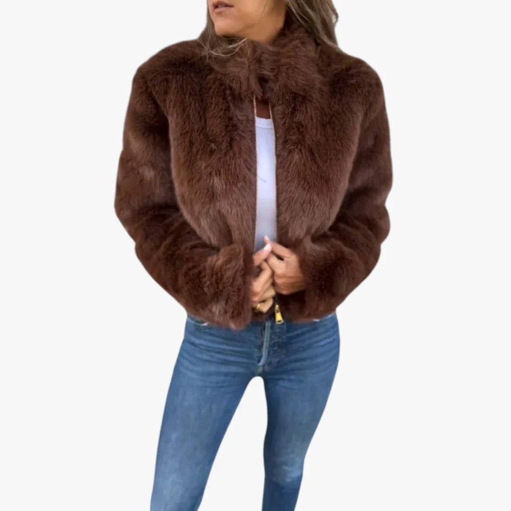 Solis | Dame Varm Pelsjakke med For - Blød Faux Fur Jakke & Foret Vinterjakke