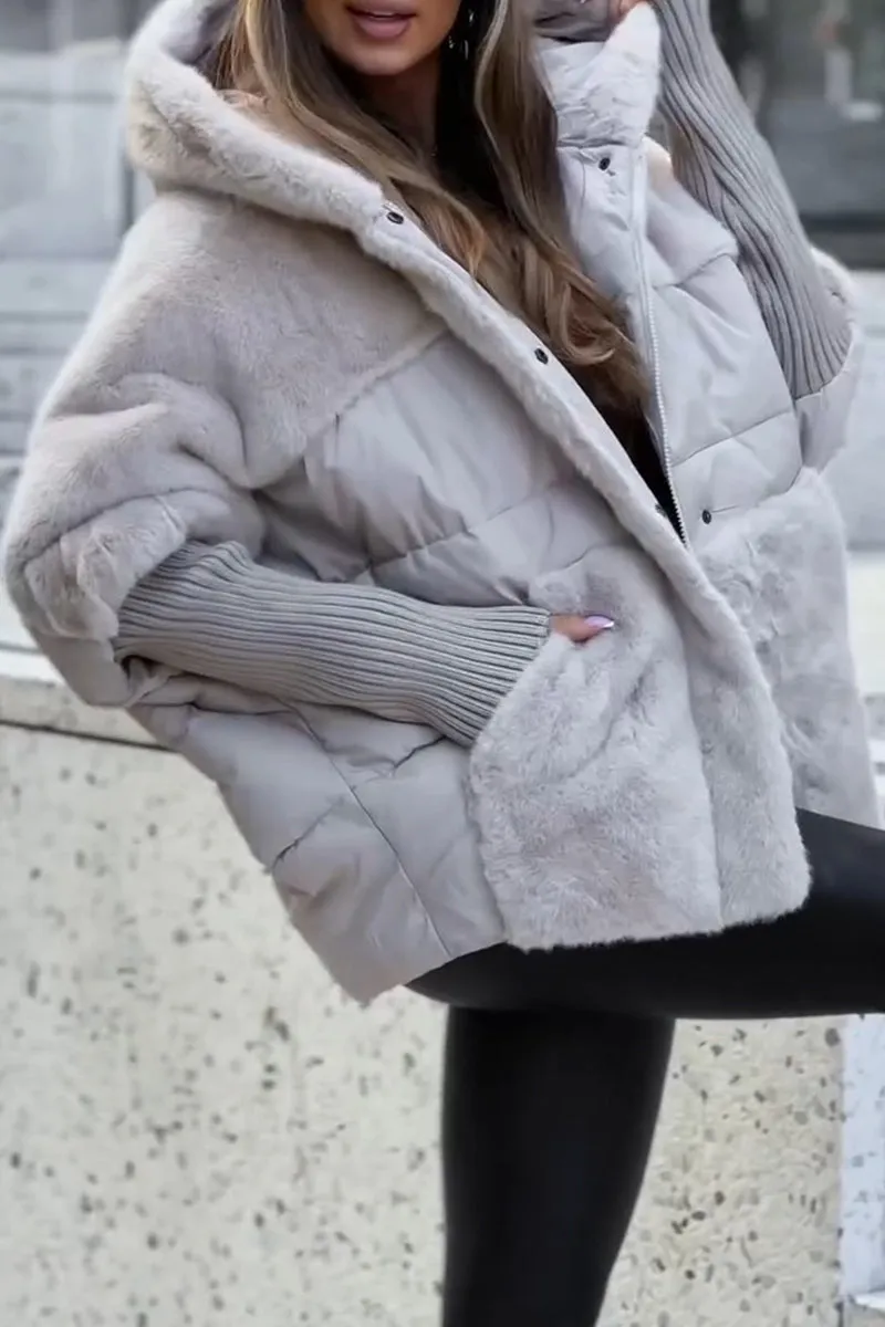 MEELANO Dame Bomber Puffer Jakke Letvægts Med Hættedetalje Grå