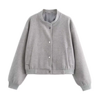 MEELANO Flōre | Dame Cropped Bomberjakke - Button Down grå