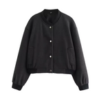 MEELANO Flōre | Dame Cropped Bomberjakke - Button Down sort