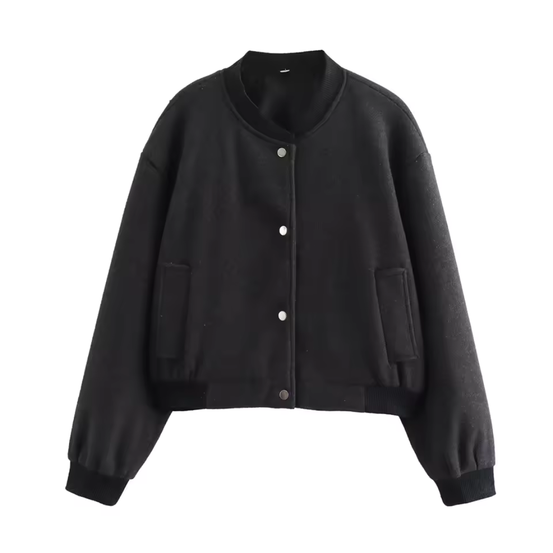 MEELANO Flōre | Dame Cropped Bomberjakke - Button Down sort