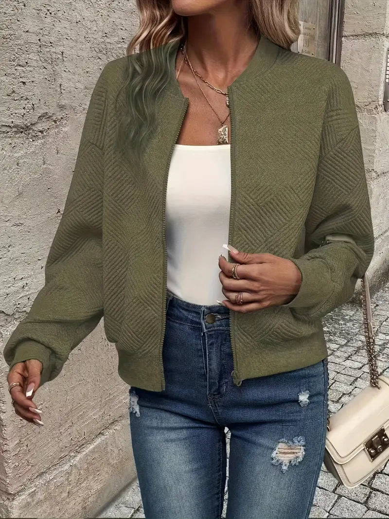 MEELANO Dolce | Dame Bomberjakke – Klassisk Lynlås-Design, Casual Urban-Stil & Komfortabel Pasform militærgrøn