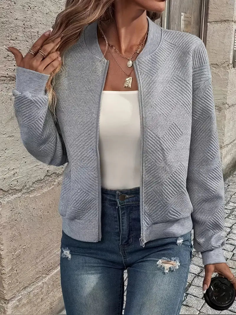 MEELANO Dolce | Dame Bomberjakke – Klassisk Lynlås-Design, Casual Urban-Stil & Komfortabel Pasform grå