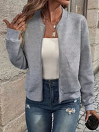 MEELANO Dolce | Dame Bomberjakke – Klassisk Lynlås-Design, Casual Urban-Stil & Komfortabel Pasform grå