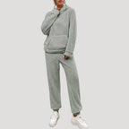 MEELANO Dame Fleece Loungewear-Sæt Hyggelig Vinterdage Med Elastik i Taljen