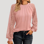 MEELANO Dame Smart Casual Top Til Kvinder Lange ærmer Afslappet Pasform Blødt Stof Lyserød