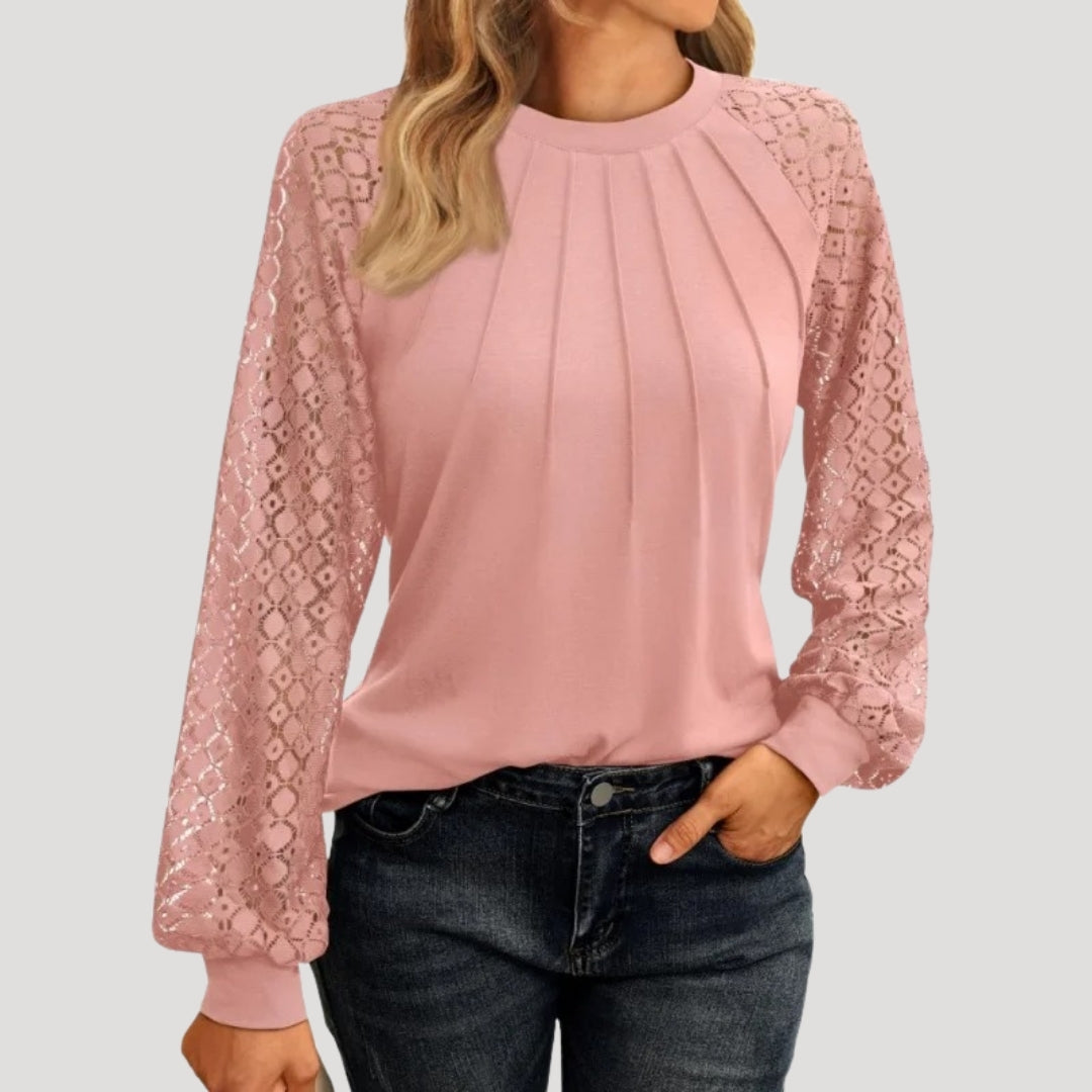 MEELANO Dame Smart Casual Top Til Kvinder Lange ærmer Afslappet Pasform Blødt Stof Lyserød