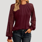 MEELANO Dame Smart Casual Top Til Kvinder Lange ærmer Afslappet Pasform Blødt Stof Bordeaux