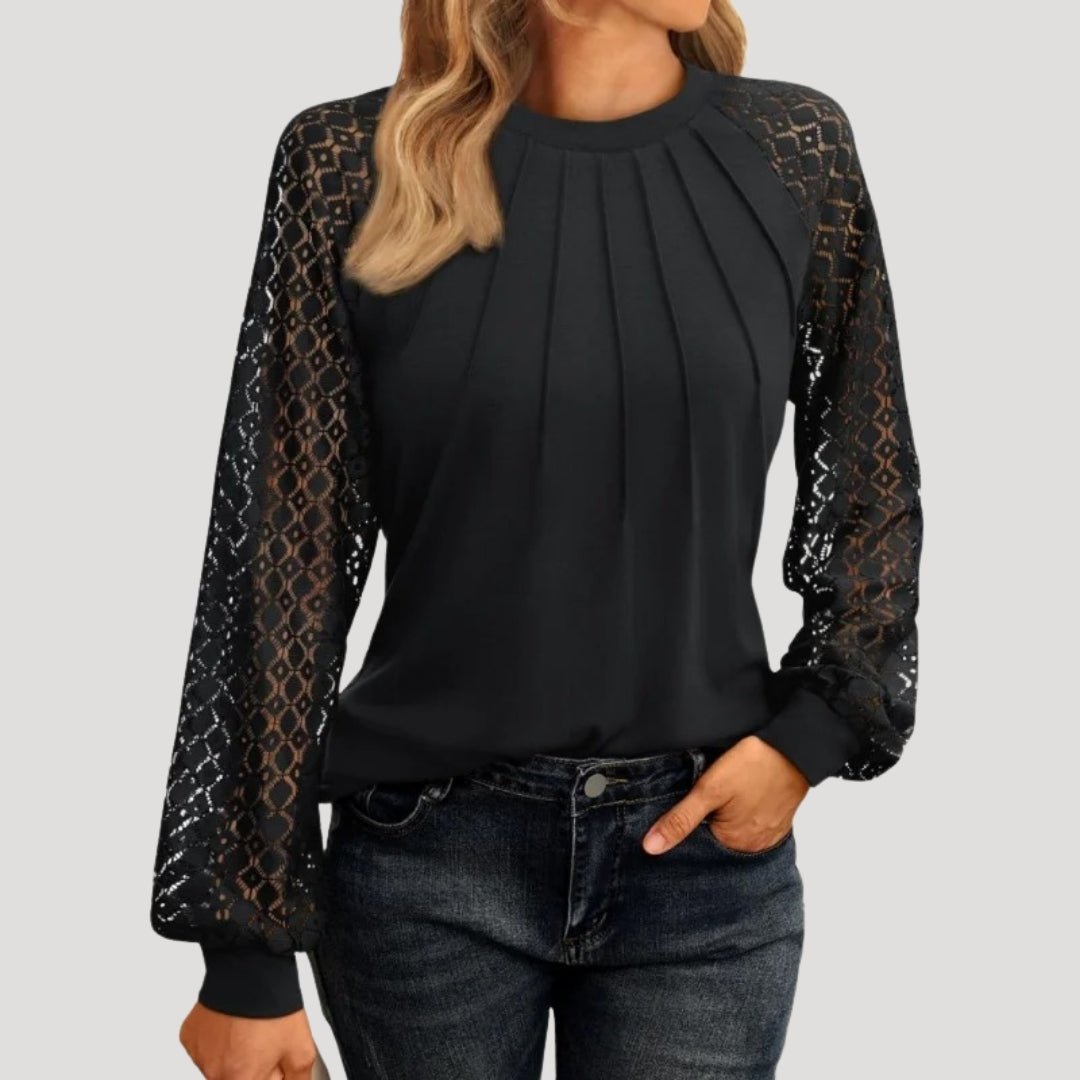 MEELANO Dame Smart Casual Top Til Kvinder Lange ærmer Afslappet Pasform Blødt Stof Sort