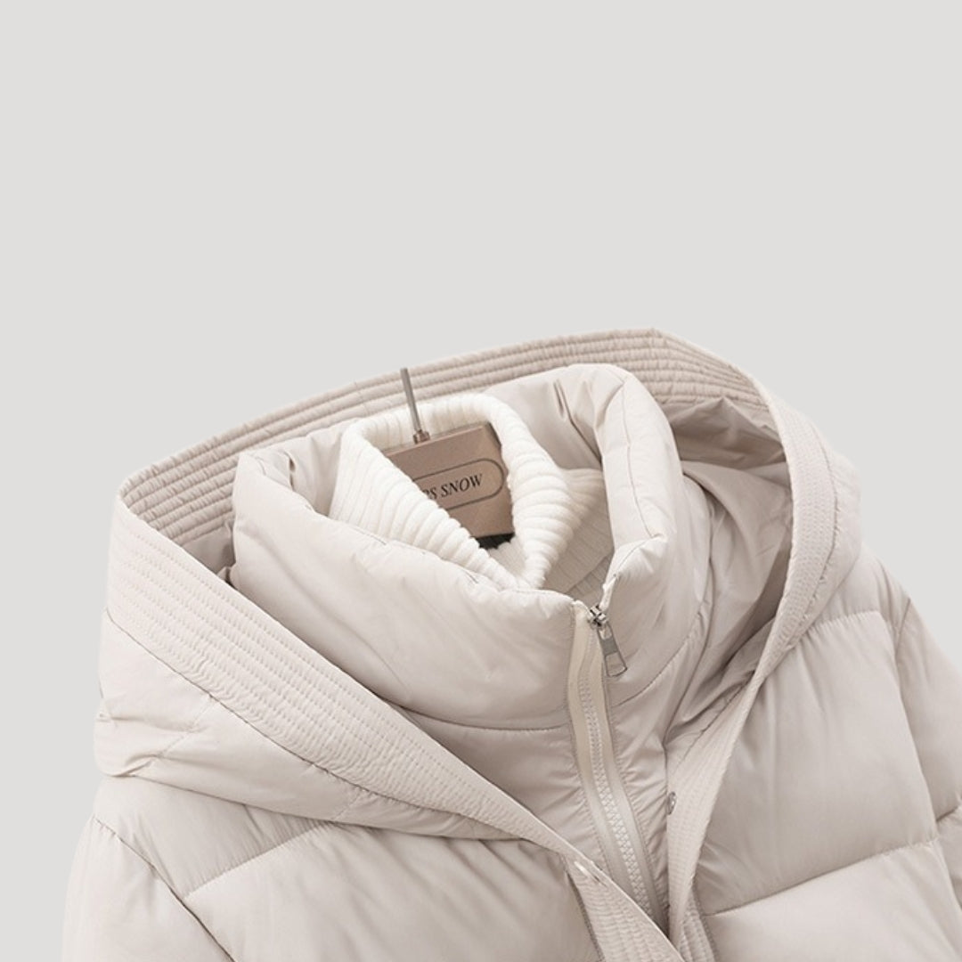 MEELANO Kvinder Vinterjakke Med Hætte Og Bælte I Taljen Og Blød Polstring