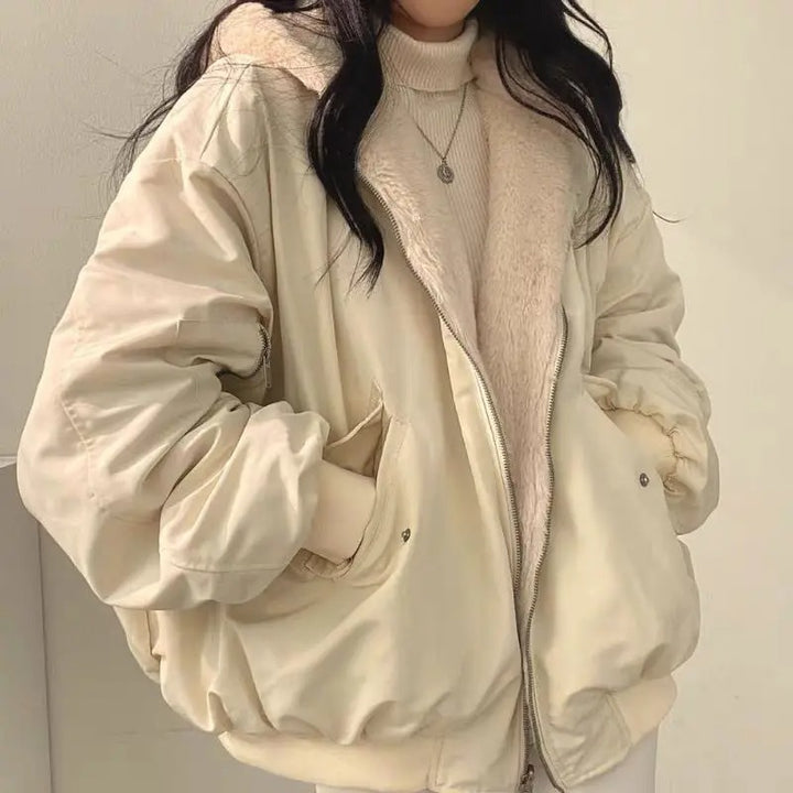 MEELANO Vinterjakke Dame – Dobbeltlaget Jakke med Slank, Elegant Pasform, Let & Behagelig, Beige, Sort eller Blå, S-3XL – Bersh Beige