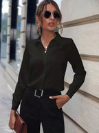 MEELANO Dame Strygefri Bomulds Skjorte Med Lange Ærmer Til Professionelt Tøj Og Elegant Stil Sort