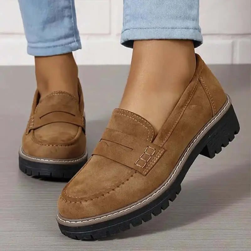 MEELANO Kvinder Danika Komfortable Chunky Loafer Sko Med Struktureret Silhuet Brun