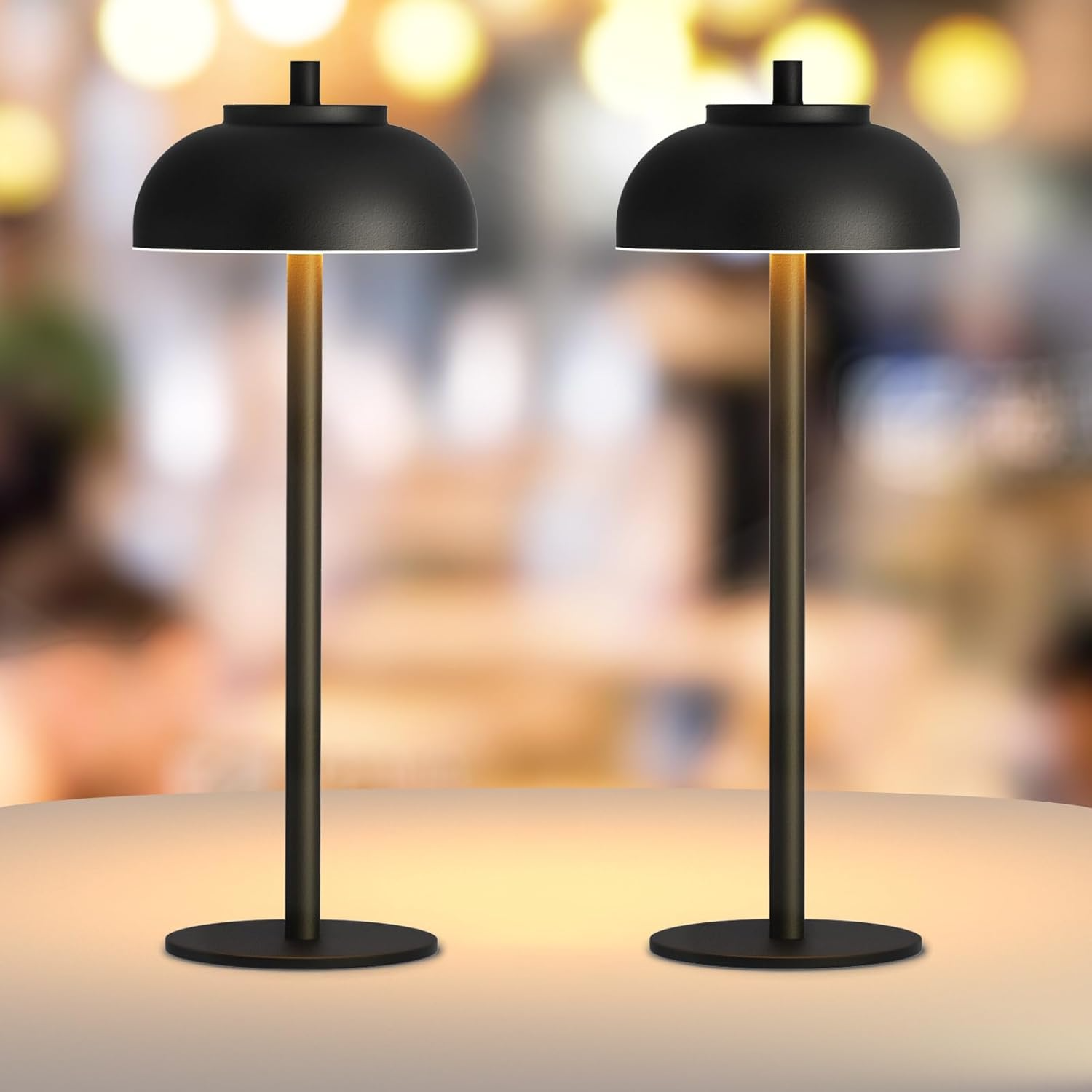 MEELANO Trådløs Bordlampe Berøringskontrolleret Med LED Lys Sort