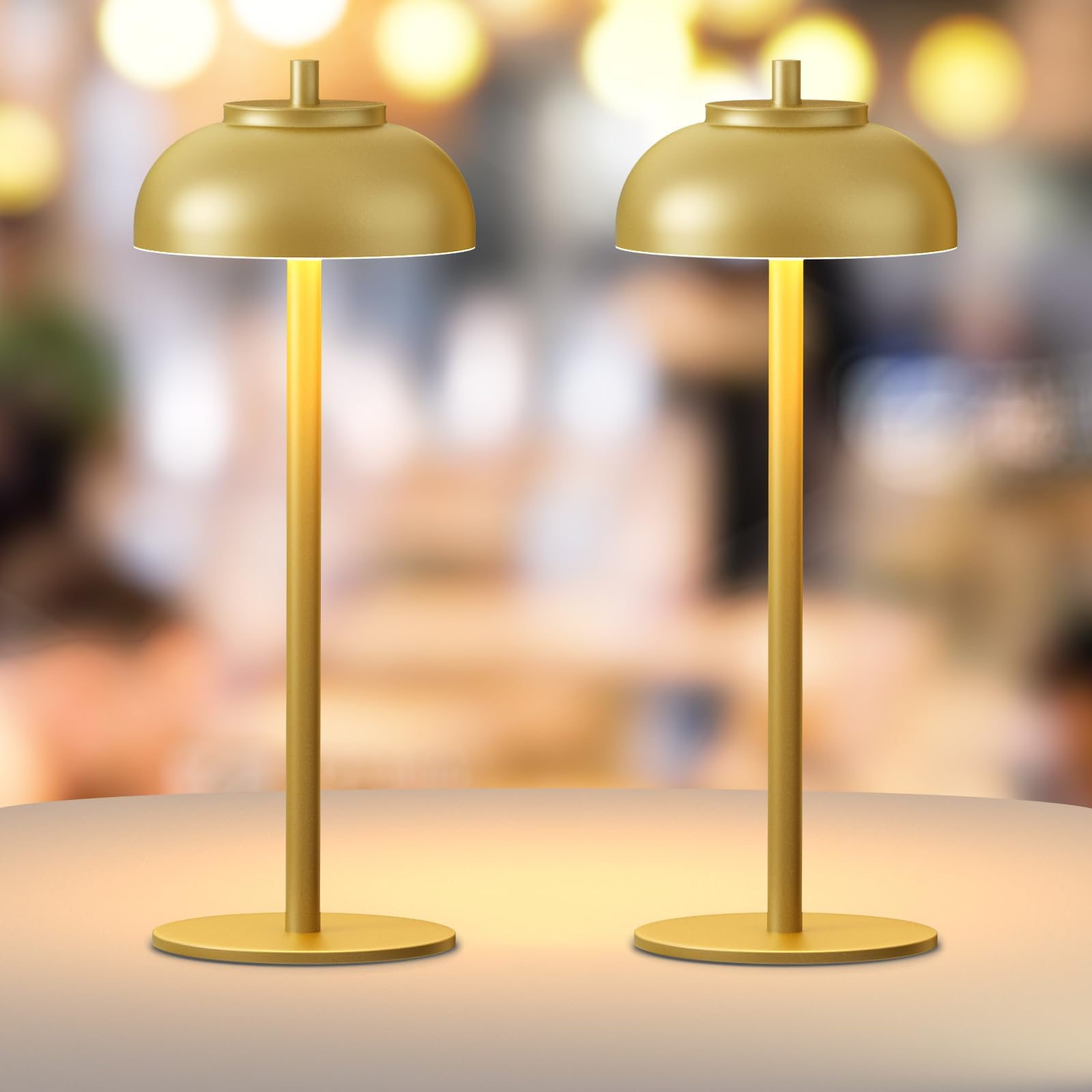MEELANO Trådløs Bordlampe Berøringskontrolleret Med LED Lys Guld