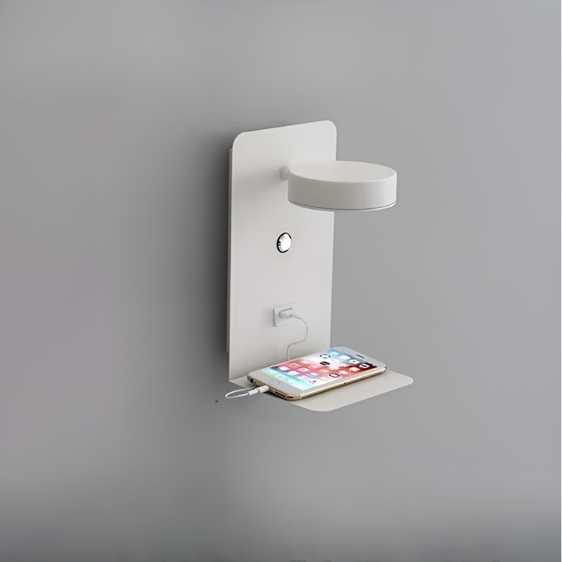 MEELANO Minimalistisk USB Opladnings Nattelygte Til Sengebordet Hvid 24*14*12cm