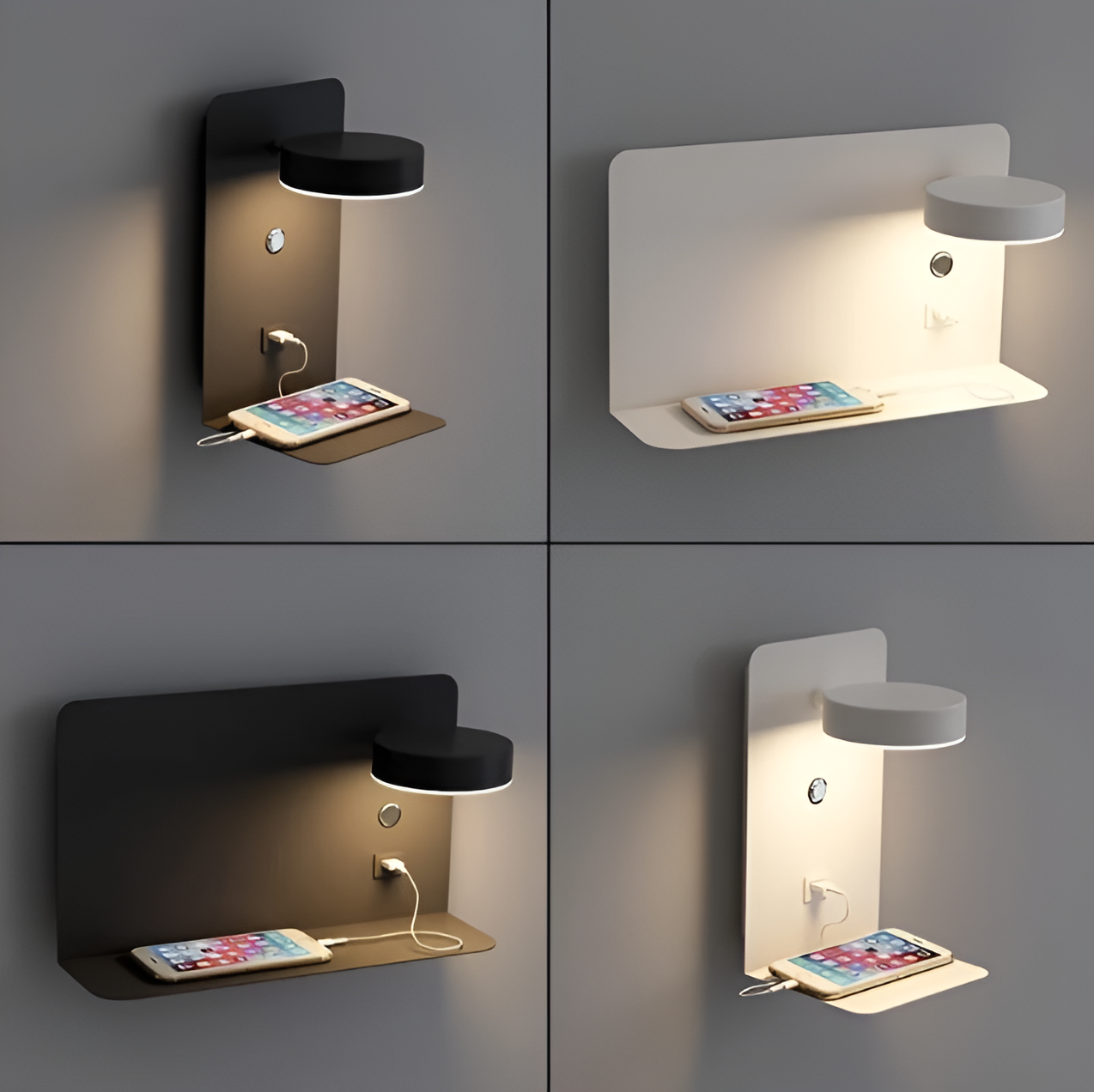 MEELANO DazzleShelf | Minimalistisk & USB Opladnings Nattelygte