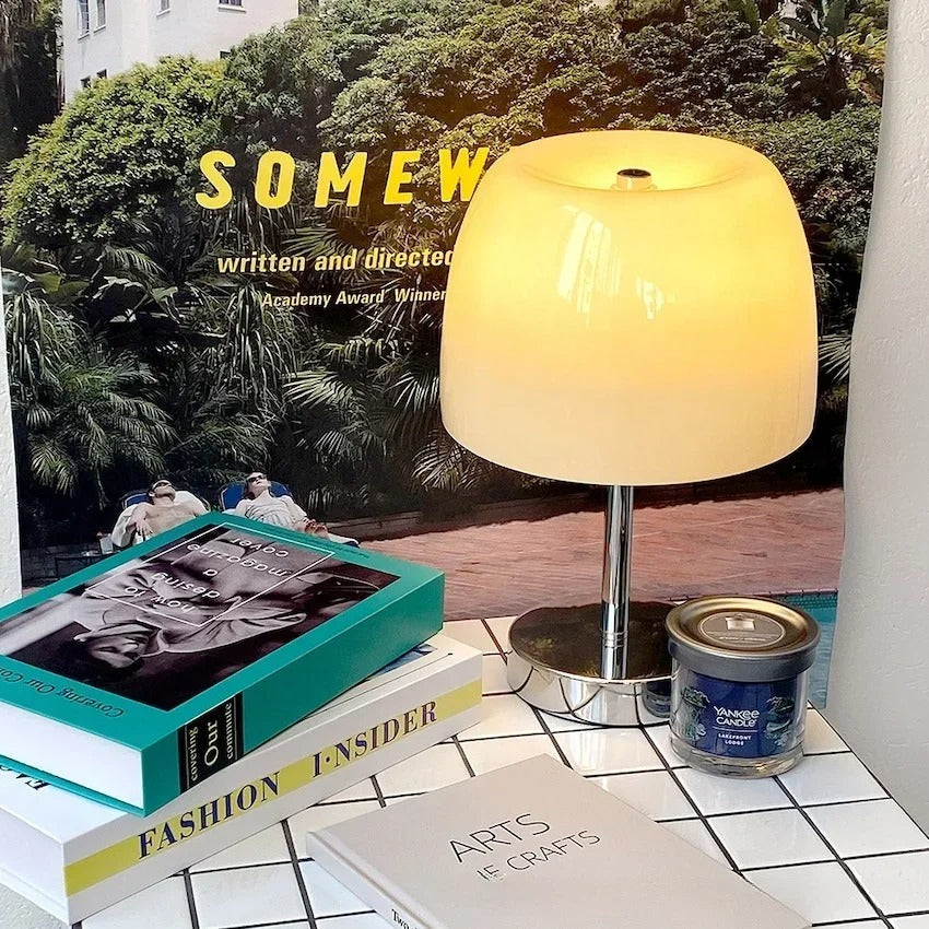 MEELANO Deanna Bordlampe Mælkehvid