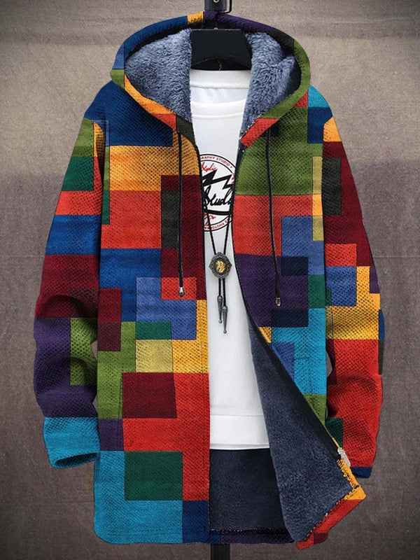 MEELANO Elegant Kunstinspireret Cardigan Dame – Farverig Strikcardigan med Mønster, Kat, Regnbue & Retro, S–4XL – Zahara Blokke