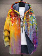 MEELANO Elegant Kunstinspireret Cardigan Dame – Farverig Strikcardigan med Mønster, Kat, Regnbue & Retro, S–4XL – Zahara Regnbue