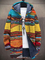 MEELANO Elegant Kunstinspireret Cardigan Dame – Farverig Strikcardigan med Mønster, Kat, Regnbue & Retro, S–4XL – Zahara Retro