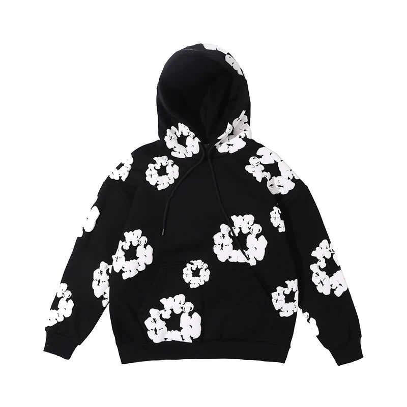 MEELANO Concrete Psalms – Herresweatshirt med Hætte & Afslappet Broderet Design Sort