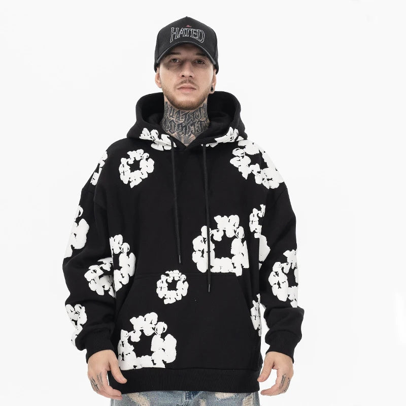 MEELANO Concrete Psalms – Herresweatshirt med Hætte & Afslappet Broderet Design
