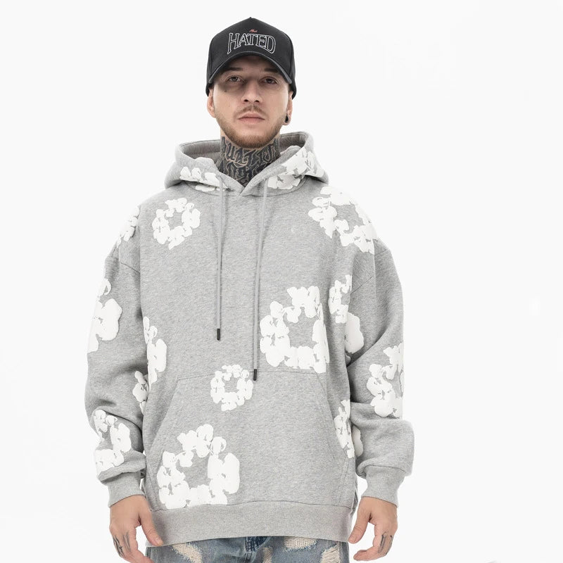 MEELANO Concrete Psalms – Herresweatshirt med Hætte & Afslappet Broderet Design