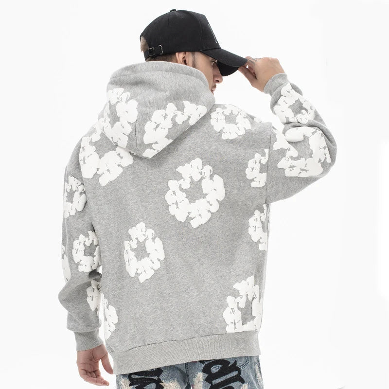 MEELANO Concrete Psalms – Herresweatshirt med Hætte & Afslappet Broderet Design