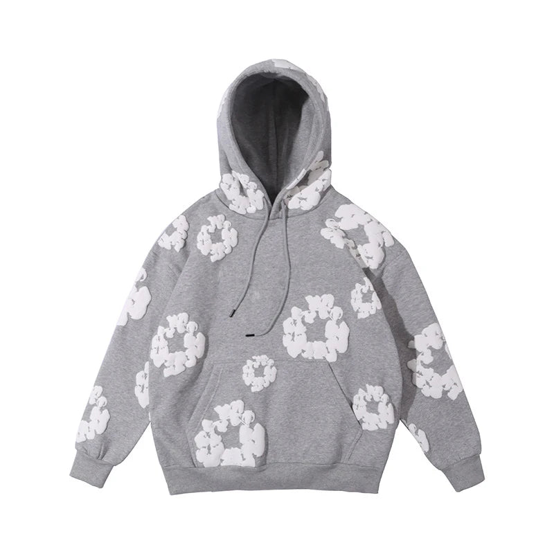 MEELANO Concrete Psalms – Herresweatshirt med Hætte & Afslappet Broderet Design Grå