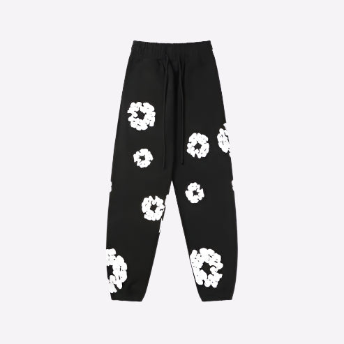 MEELANO Concrete Psalms – Joggingbukser i Premium Denim med Kunstnerisk Tåredesign Sort