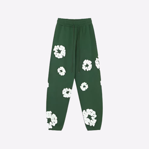 MEELANO Concrete Psalms – Joggingbukser i Premium Denim med Kunstnerisk Tåredesign Grøn