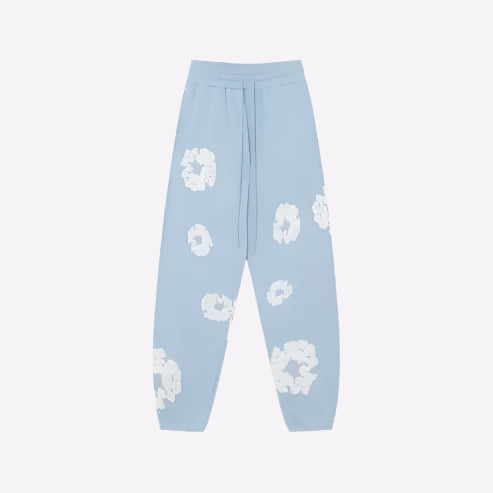MEELANO Concrete Psalms – Joggingbukser i Premium Denim med Kunstnerisk Tåredesign Blå himmel