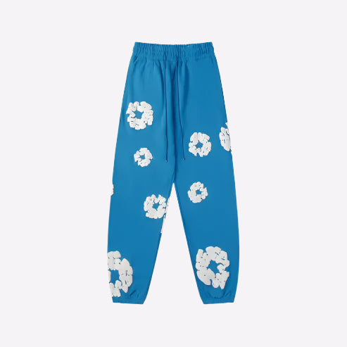 MEELANO Concrete Psalms – Joggingbukser i Premium Denim med Kunstnerisk Tåredesign Blå