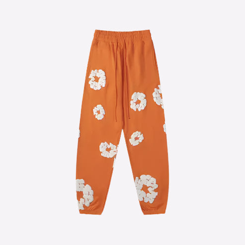 MEELANO Concrete Psalms – Joggingbukser i Premium Denim med Kunstnerisk Tåredesign Orange