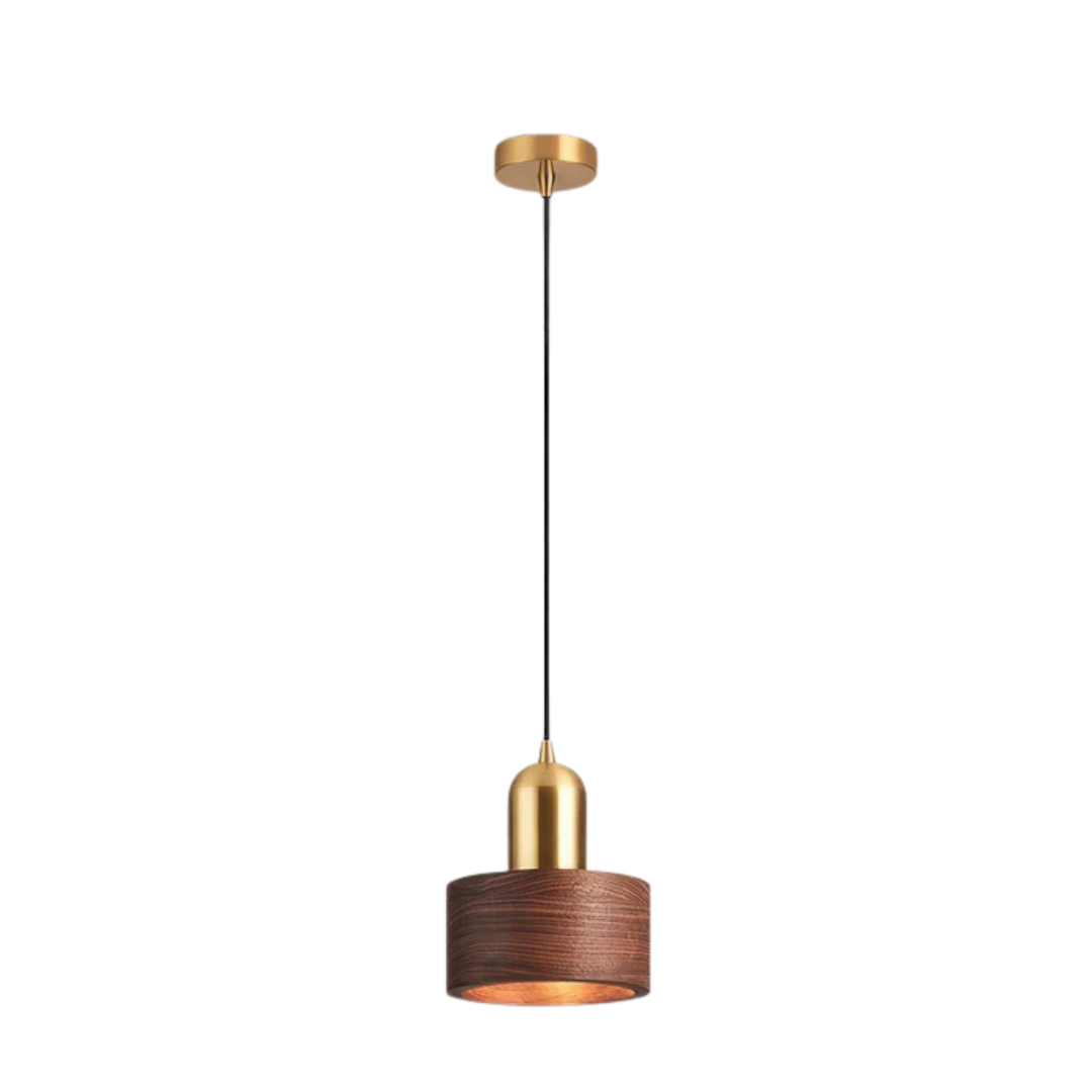 MEELANO Design pendellampe spisebord moderne cylinderformet i guld Valnød