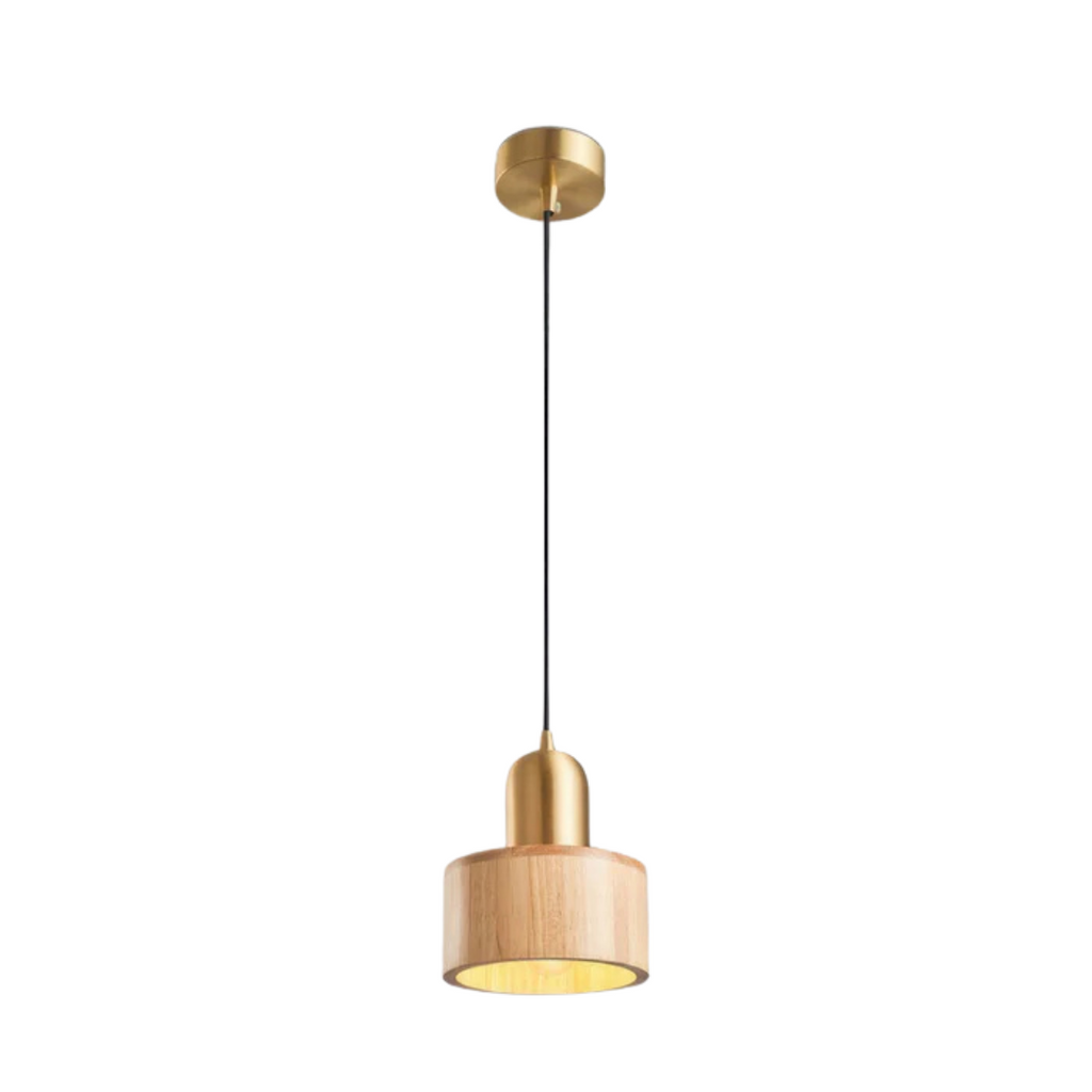 MEELANO Design pendellampe spisebord moderne cylinderformet i guld Træ