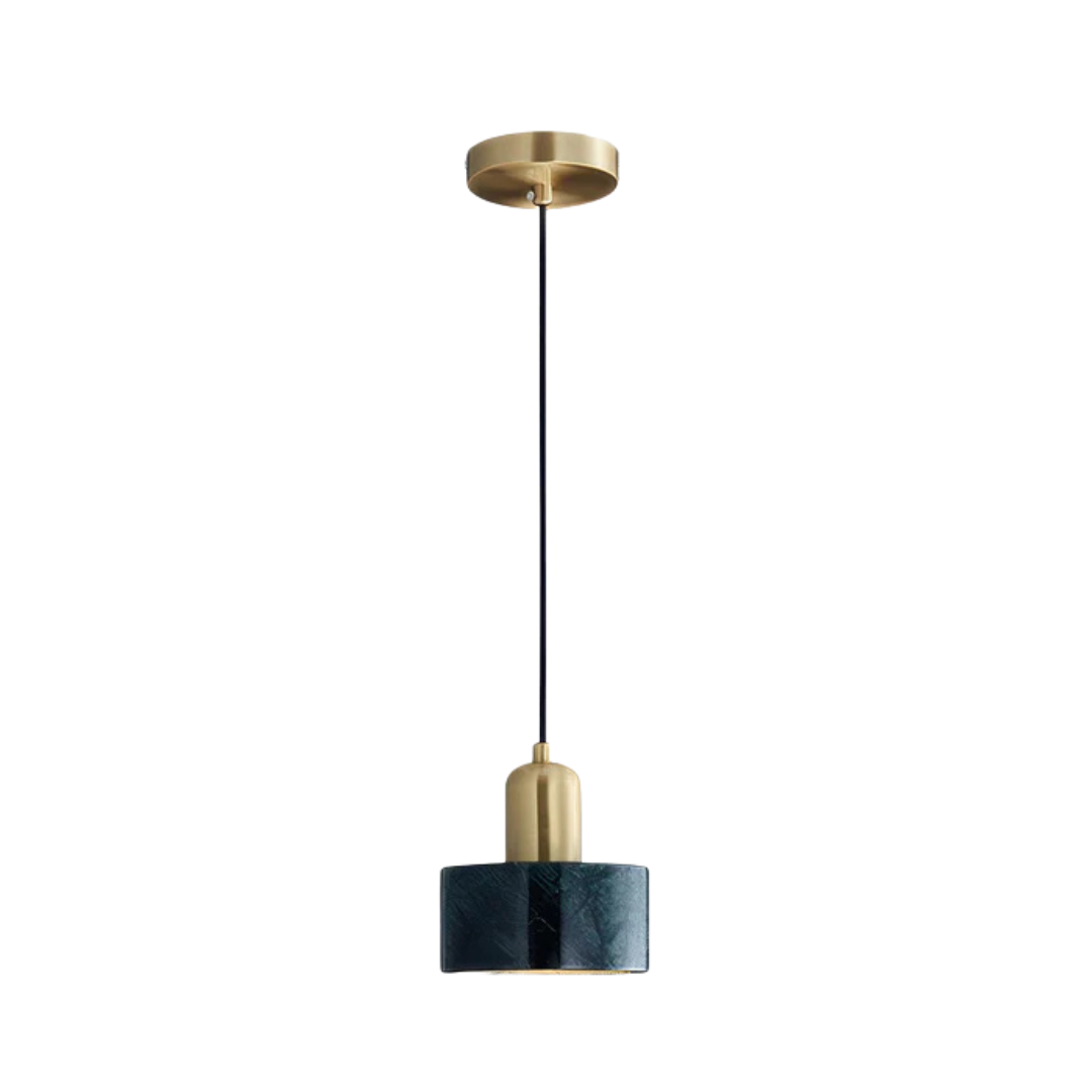 MEELANO Design pendellampe spisebord moderne cylinderformet i guld Marmor mørkegrøn