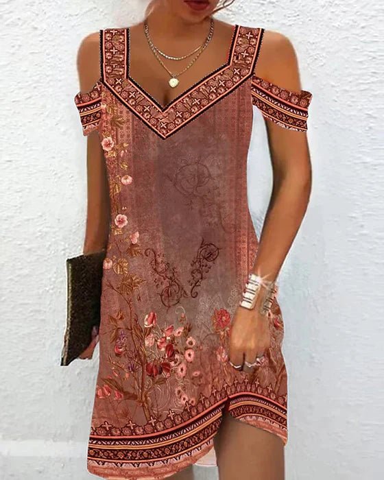 MEELANO Destiny | Off-shoulder Kjole med Blomsterprint Rød
