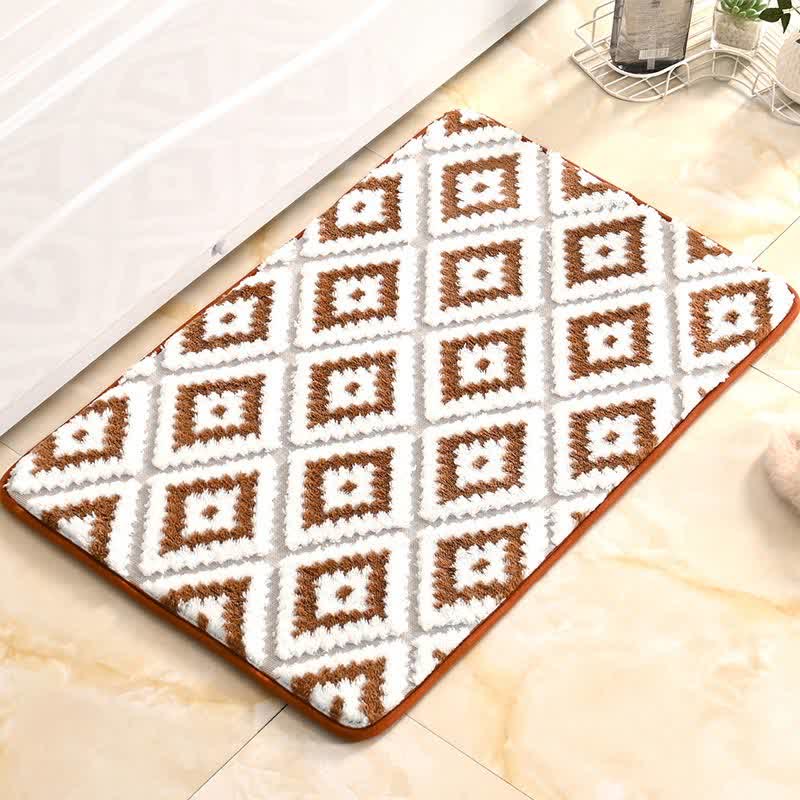 MEELANO Diamond Lattice blød, skridsikker bademåtte Brun & Hvid