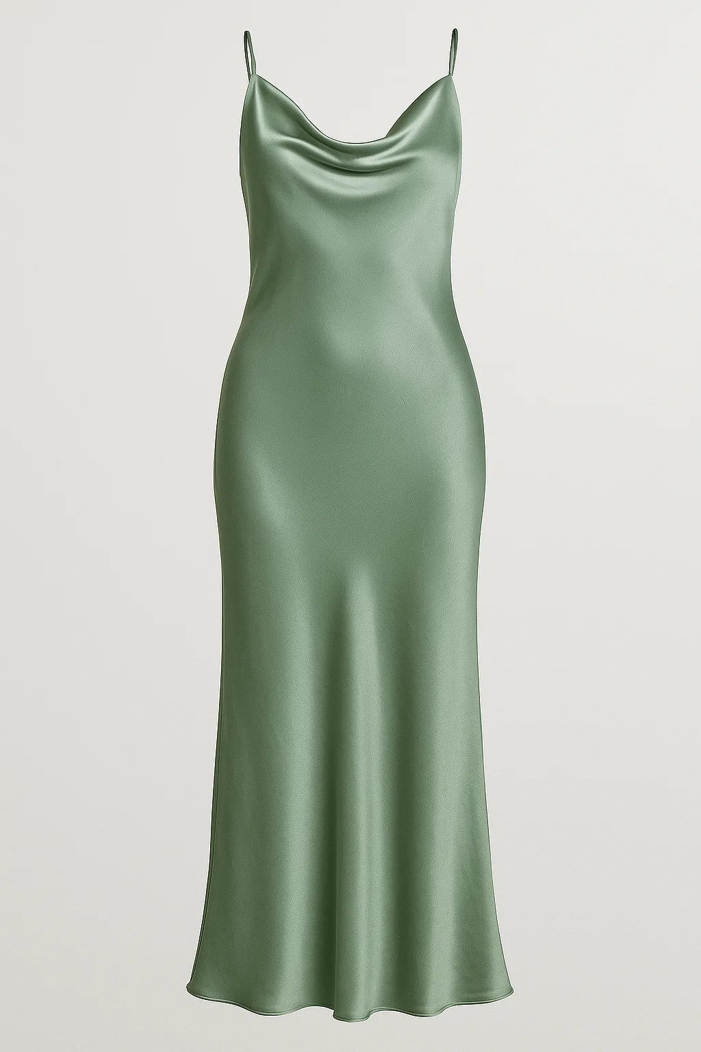 MEELANO Dame Lang Festkjoler – Blød Silke, Naturlig Elegance & Flot Bevægelse Lysegrøn