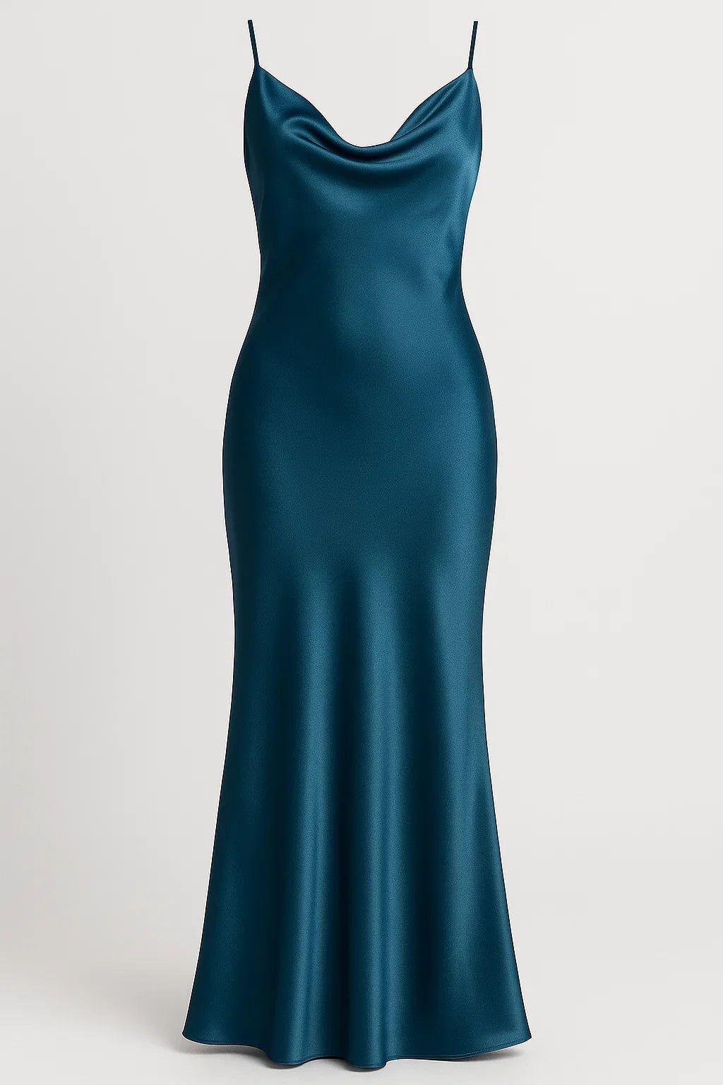 MEELANO Dame Lang Festkjoler – Blød Silke, Naturlig Elegance & Flot Bevægelse Blå