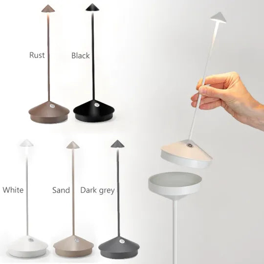 Trådløs LED-bordlampe – Genopladelig Dæmpbar Bordlampe til Spisebord, Natbord & Terrasse, Aluminium – ModernLumin