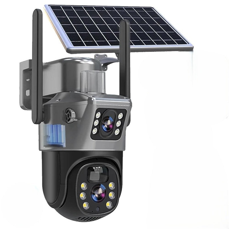 MEELANO DualGuard Solar 4K Sikkerhedskamera – Trådløs Overvågning med Solpanel, 360° Visning & 10x Zoom