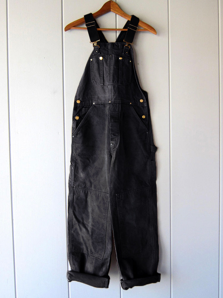 MEELANO Eend Bib Overalls Canvas Arbejdsdragt Dungarees Sort
