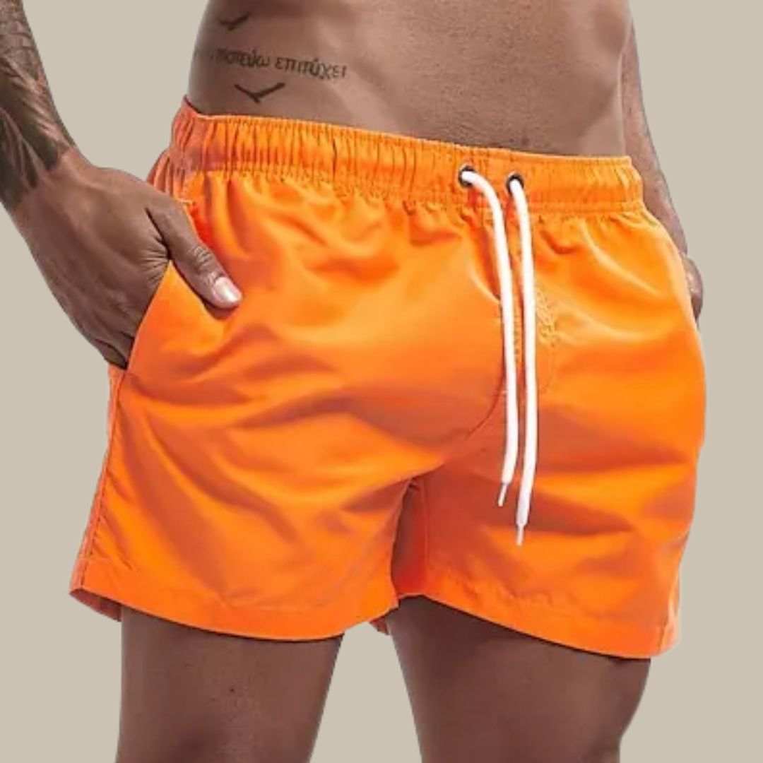 MEELANO Obsidian | Herre badeshorts hurtigttørrende med elastisk talje orange